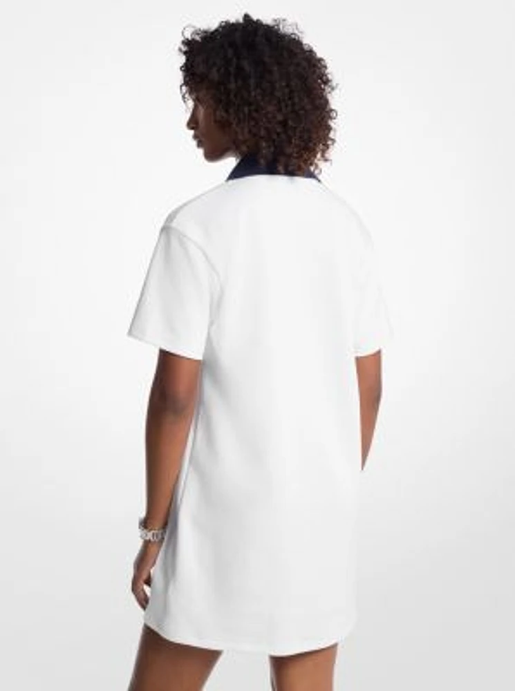 Oversized Cotton Blend Polo Mini Dress