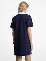 Oversized Cotton Blend Polo Mini Dress