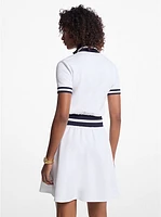 Cotton Blend Knit Zip-Up Dress