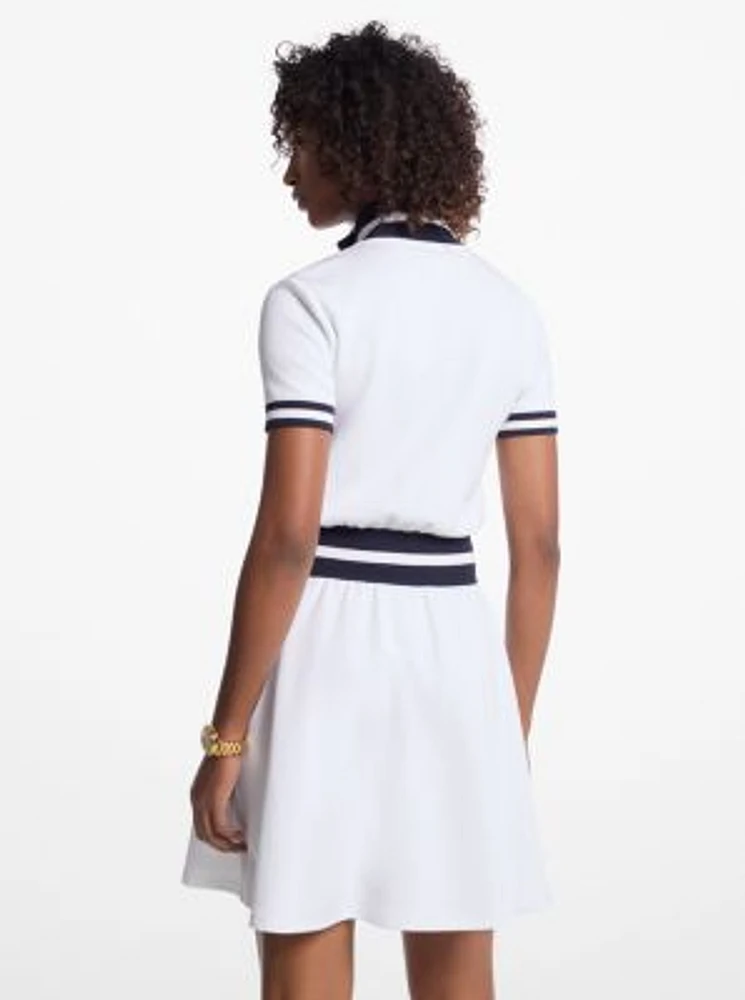 Cotton Blend Knit Zip-Up Dress