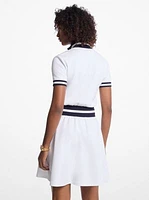 Cotton Blend Knit Zip-Up Dress