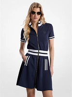 Cotton Blend Knit Zip-Up Dress