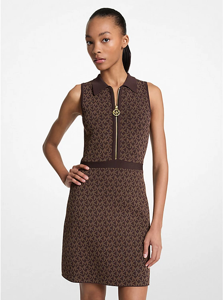 Logo Jacquard Zip-Up Dress