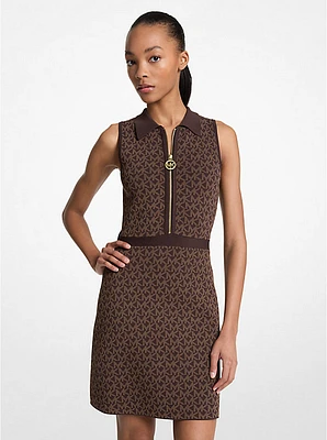 Logo Jacquard Zip-Up Dress