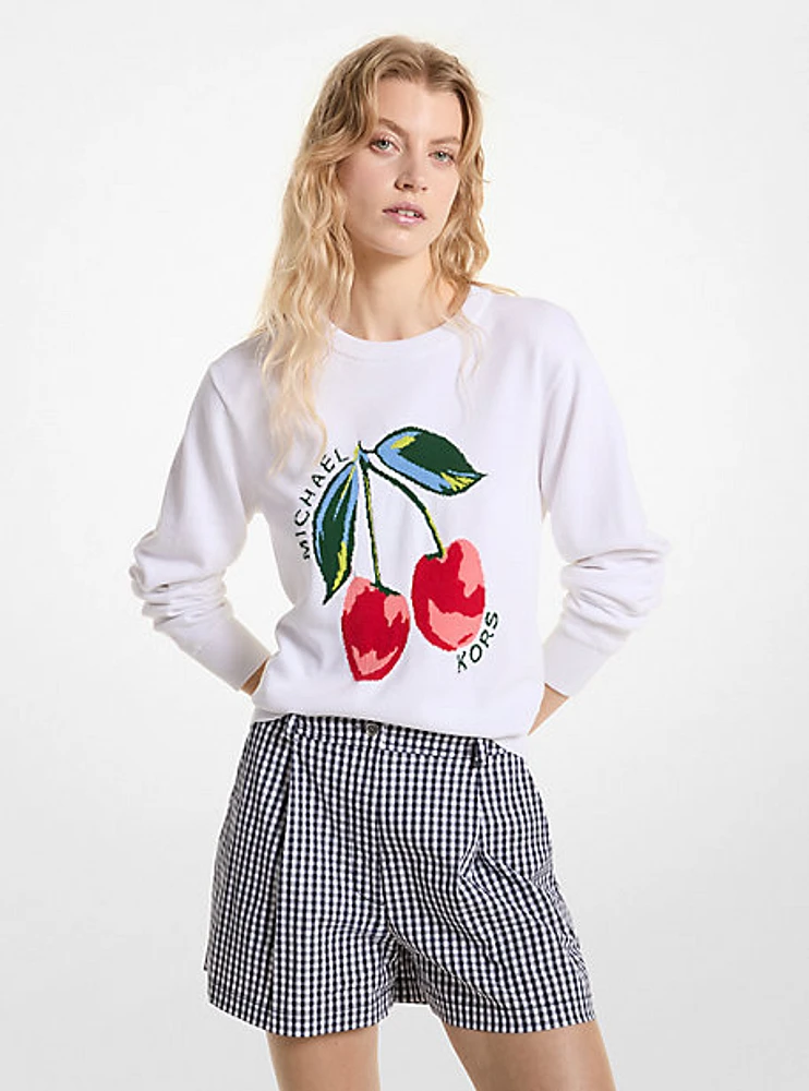 Cherry Jacquard Cotton Blend Sweater