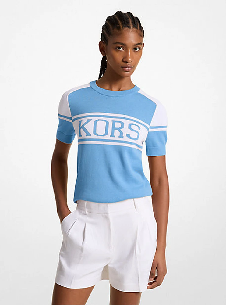 KORS Cotton Blend Short-Sleeve Sweater