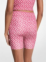 Logo Print Stretch Knit Biker Shorts