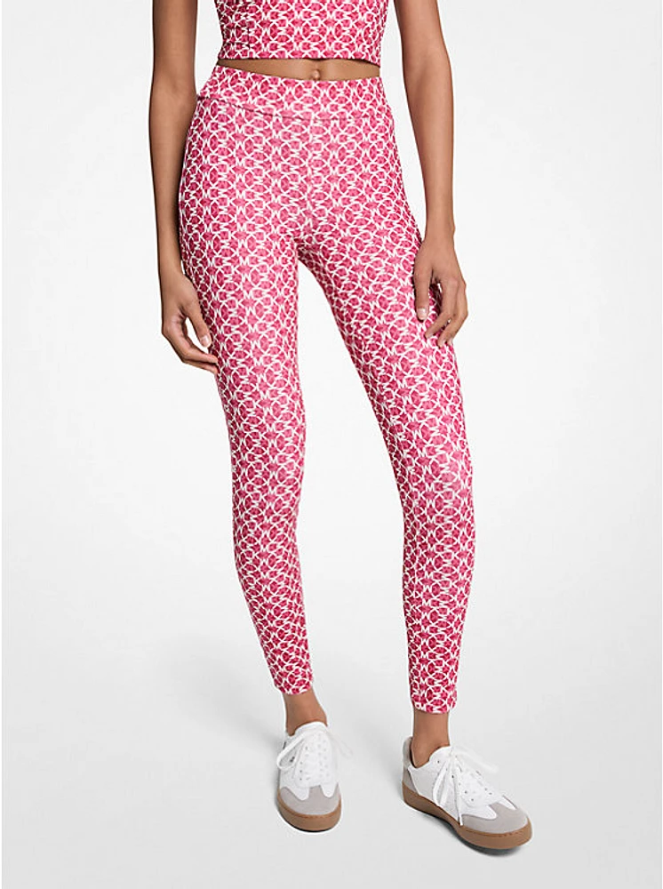 Logo Print Stretch Knit Leggings