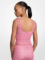 Logo Print Stretch Knit Cropped Tank Top