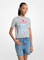Graphic Knit Short-Sleeve Sweater