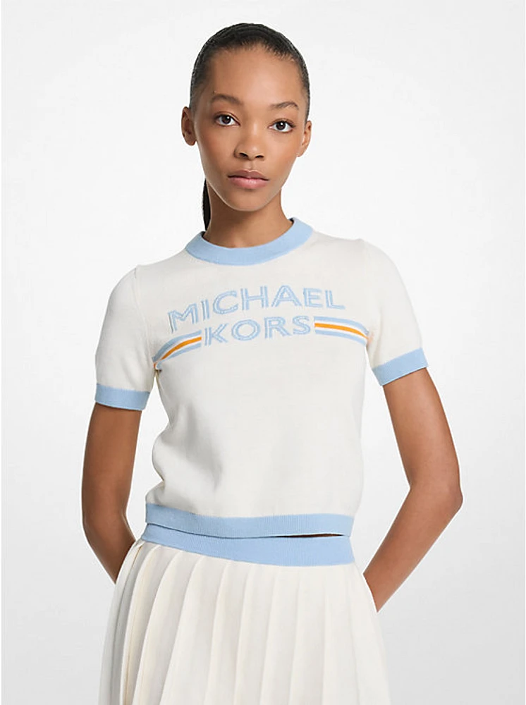 Logo Knit Short-Sleeve Sweater