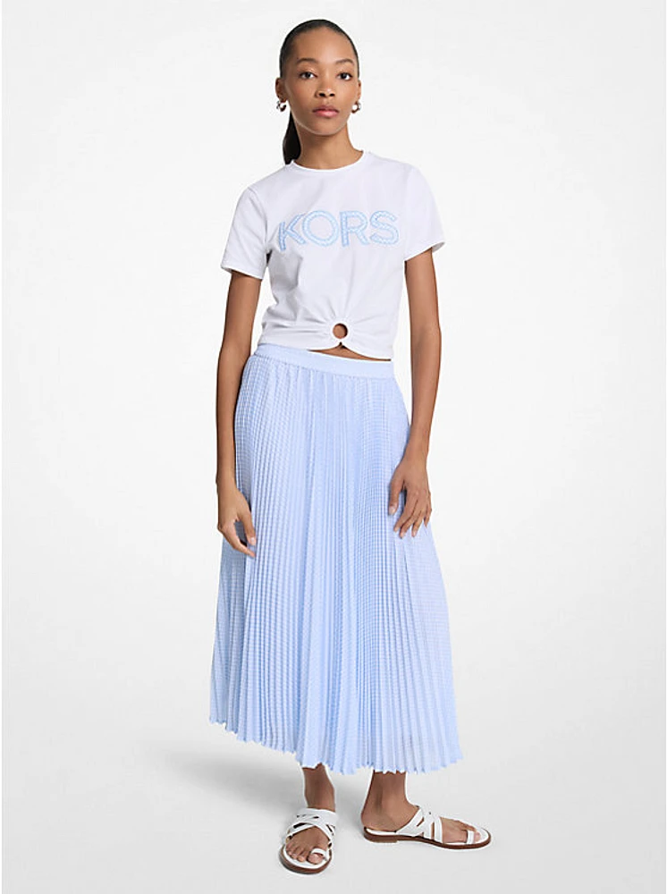 Pleated Georgette Midi Skirt