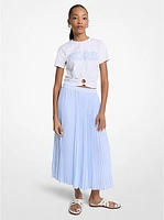 Pleated Georgette Midi Skirt
