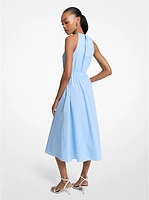 Embellished Stretch Cotton Midi Dress