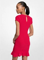Smocked Knit Mini Dress