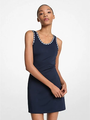 Logo Trim Stretch Knit Dress