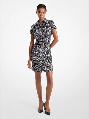 Ocelot Print Stretch Matte Jersey Dress