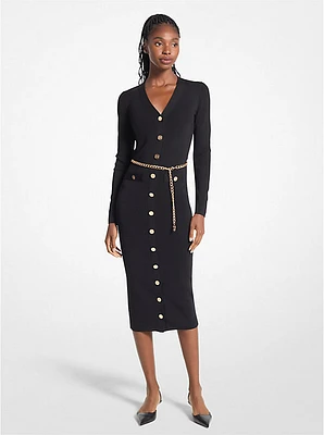 Stretch Knit Belted Dress