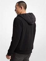 Quilted Mixed-Media Hooded Jacket
