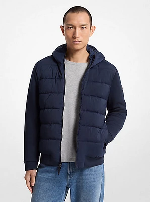 Quilted Mixed-Media Hooded Jacket