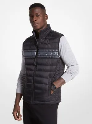 Logo Tape Quilted Nylon Puffer Vest