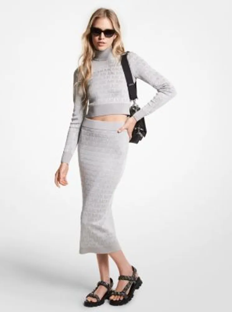 Metallic Logo Jacquard Pencil Skirt