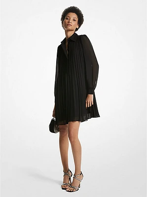 Georgette Pleated Shirtdress