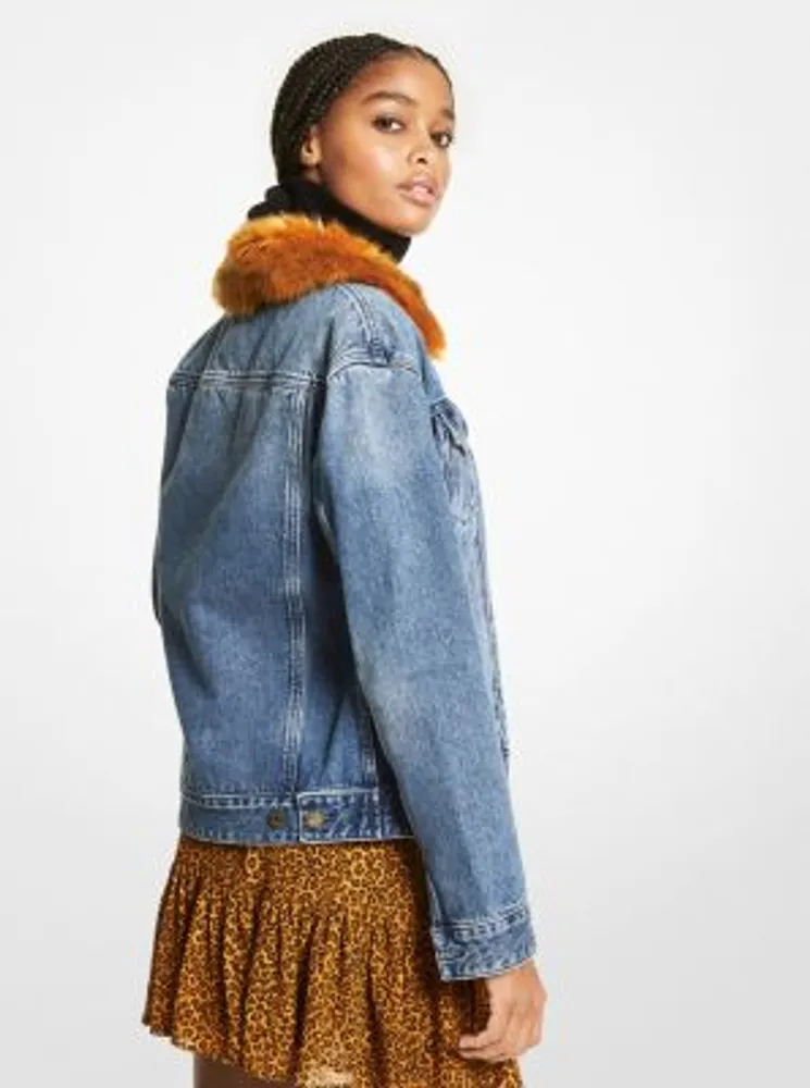 Faux Fur Trim Denim Jacket