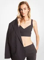 Pinstripe Stretch Flannel Wool Bra Top