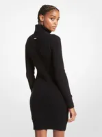 Ribbed Wool and Cashmere Blend Turtleneck Sweater Dress