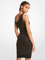 Studded Stretch Viscose Blend One-Shoulder Dress