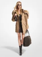 Faux Fur Trim Stretch Cotton Anorak