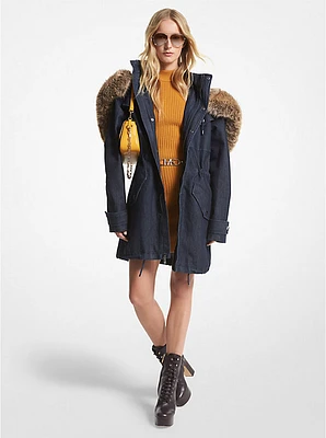 Faux Fur Trim Denim Anorak