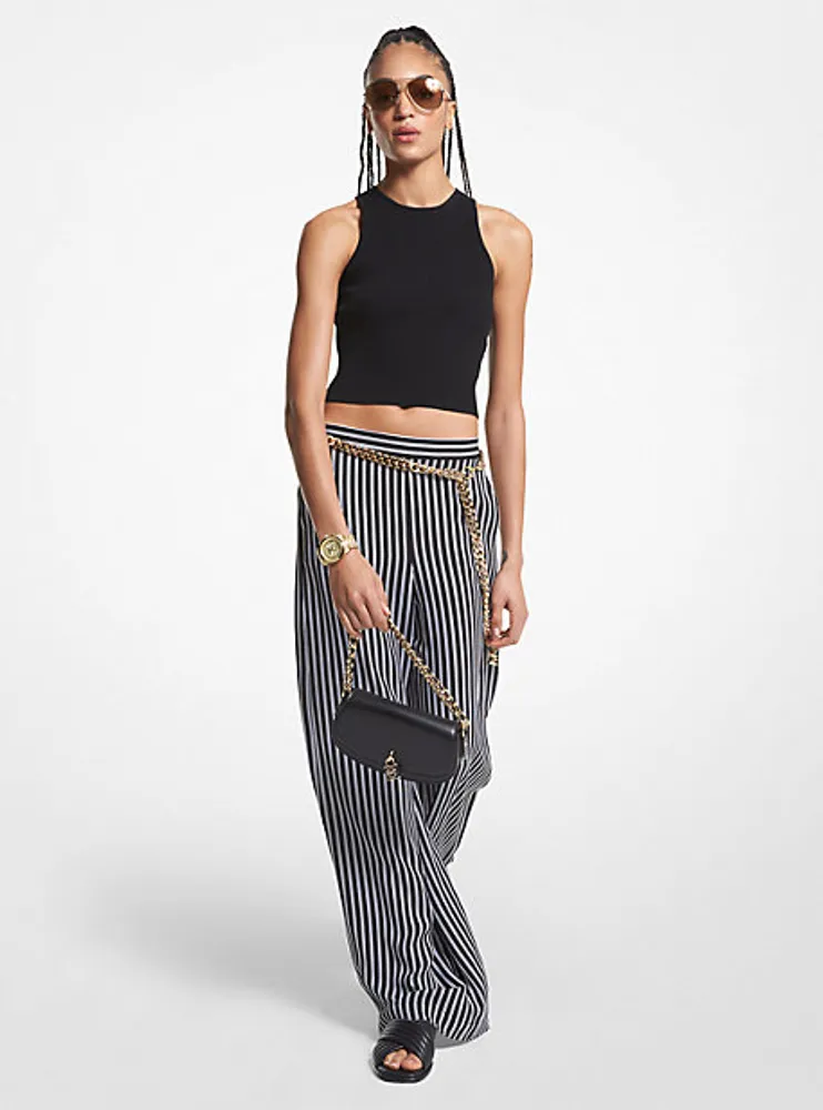 Michael Kors Striped Georgette Wide-Leg Pants