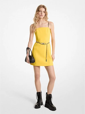 Stretch Crepe Belted Mini Dress