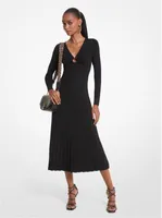 Ribbed Stretch Knit Ring Midi Dress