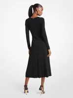 Ribbed Stretch Knit Ring Midi Dress