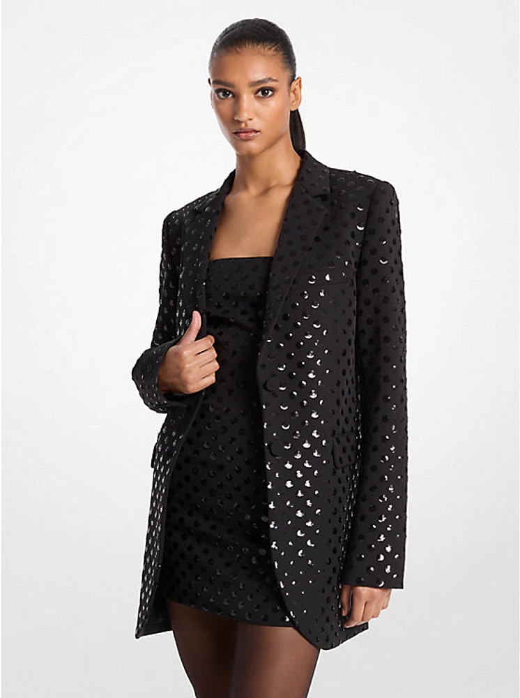 Sequined Dot Stretch Crepe Blazer