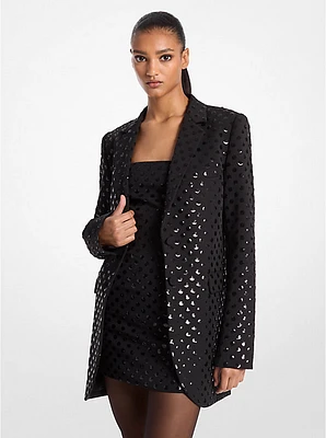 Sequined Dot Stretch Crepe Blazer