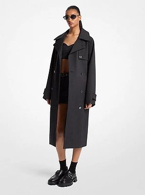 Stretch Wool Blend Trench Coat