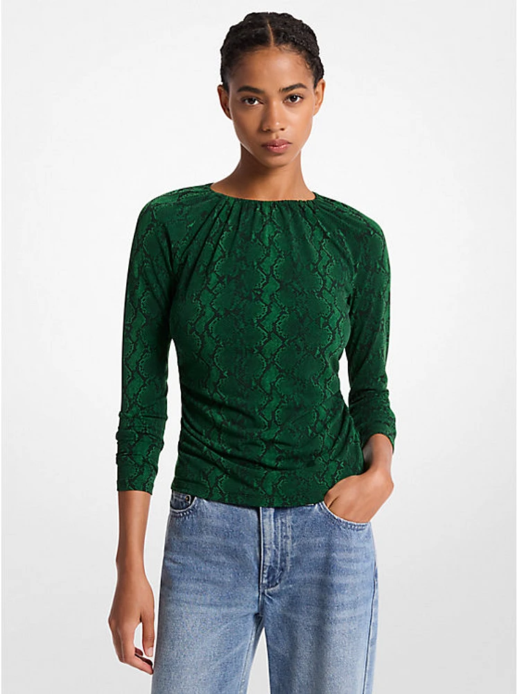 Snake Print Matte Jersey Top