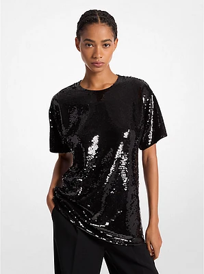 Sequined Jersey Oversized T-Shirt