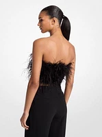 Feather Embellished Crepe Tube Top