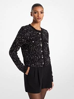 Sequined Metallic Stretch Knit Jacket