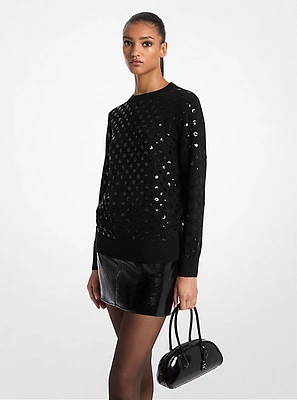 Sequined Dot Wool Sweater