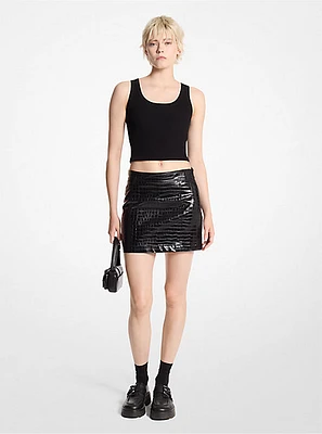 Crocodile Embossed Mini Skirt