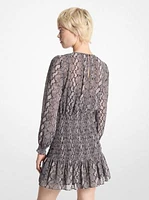 Snake Print Georgette Smocked Dress