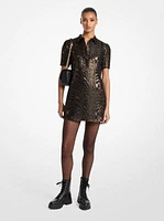 Metallic Moiré Silk Blend T-Shirt Dress