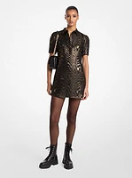 Metallic Moiré Silk Blend T-Shirt Dress