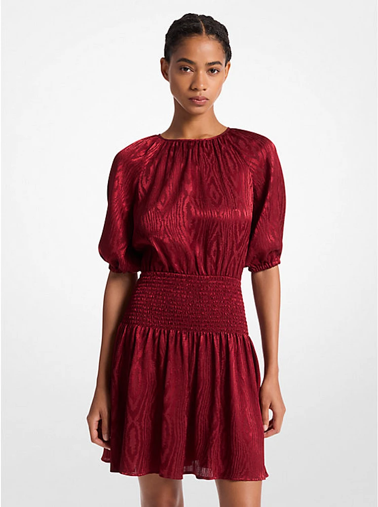 Smocked Moiré Jacquard Mini Dress